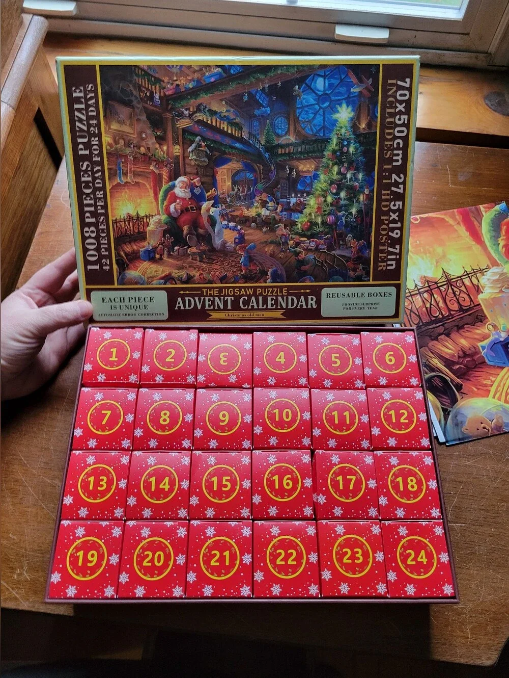 Reusable Christmas Advent Calendar Jigsaw Puzzle, 1008 Pc Santa Workshop